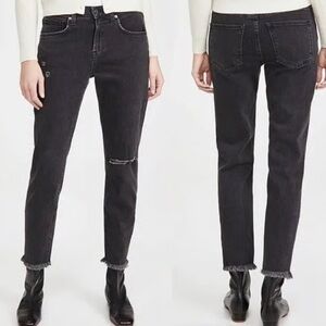 Veronica Beard Benzi Midrise distressed fringe ankle jeans 8